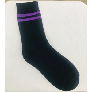 17 Socks Pack of 3 Black with Purple Stripe