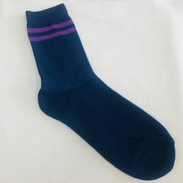 32 Socks Pack of 3 Blue with Purple Stripe