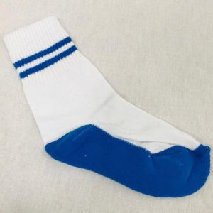 JNS - 6 Socks Pack of 3 White with Royal Blue Stripe